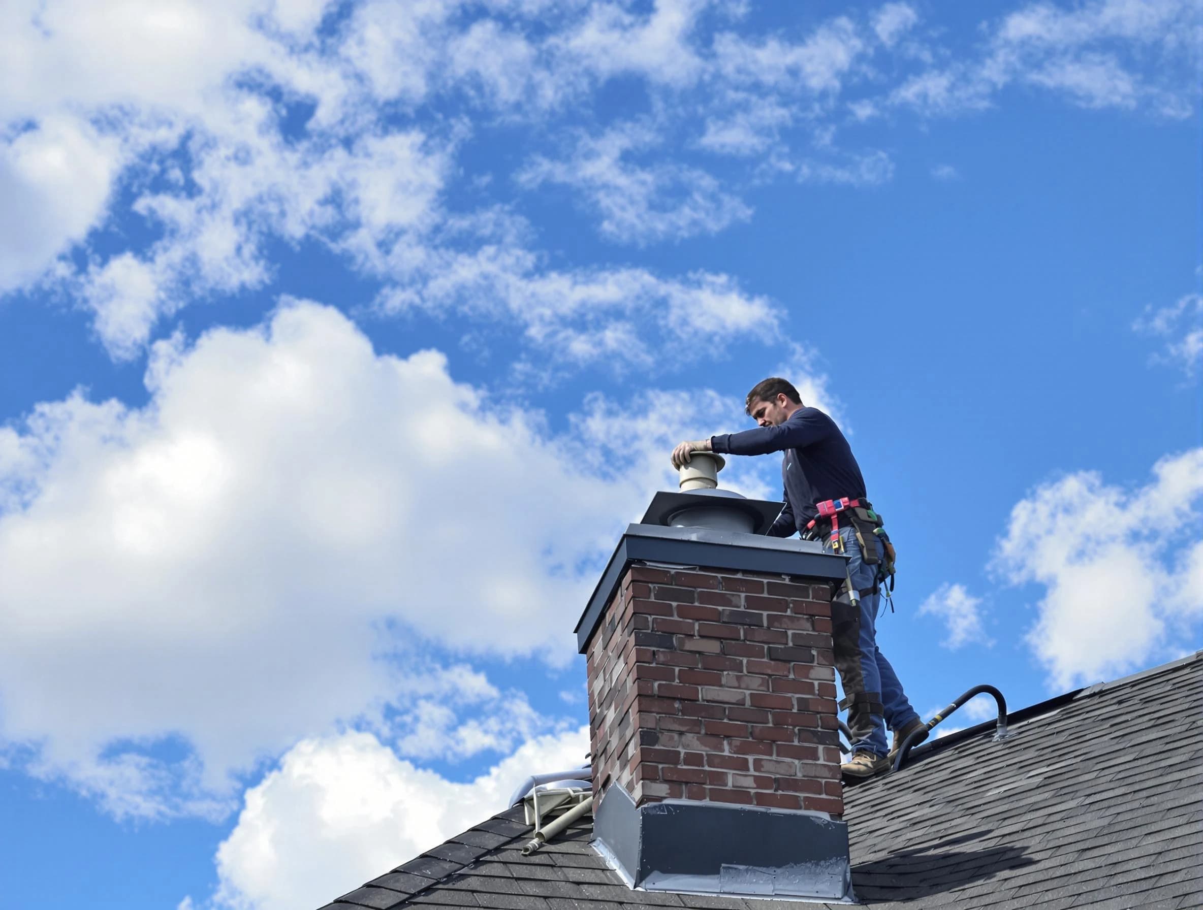Mount Pleasant Chimney Sweep installing a sturdy chimney cap in Mount Pleasant, TN