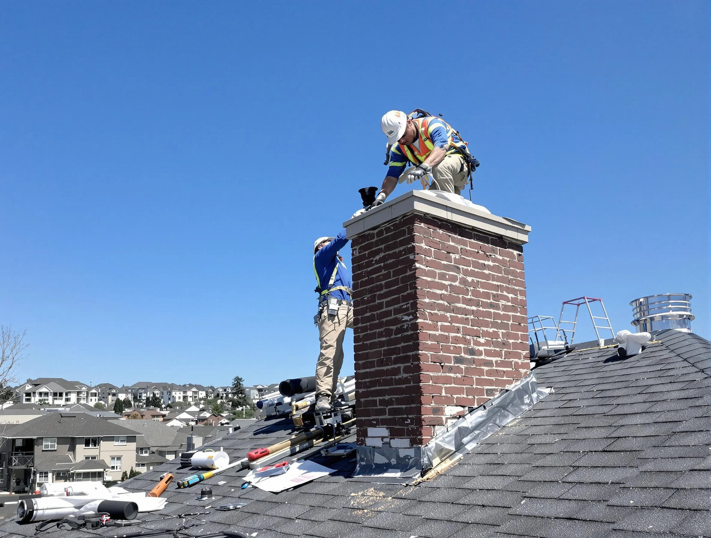 Mount Pleasant Chimney Sweep repairing a chimney crown in Mount Pleasant, TN