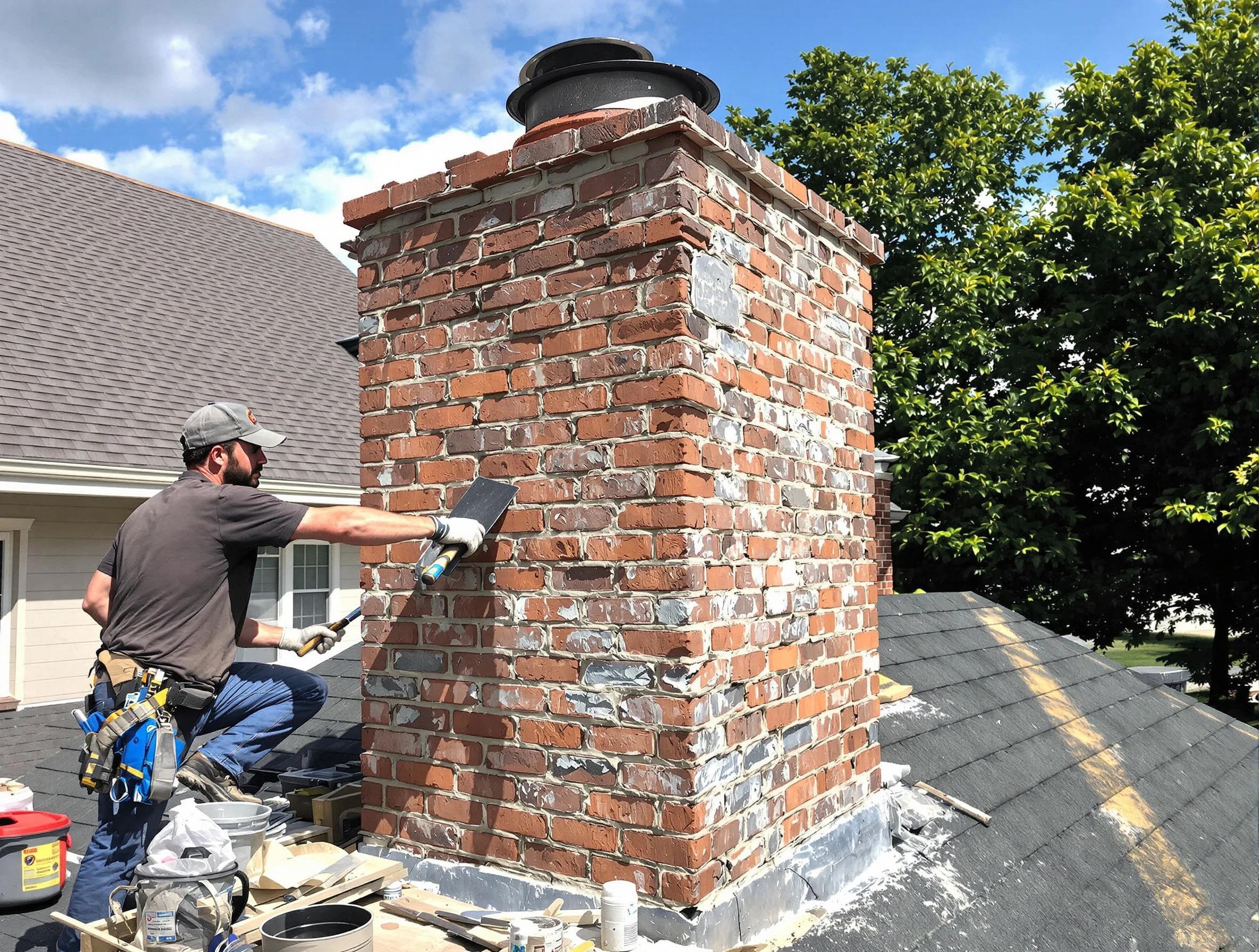 Completed chimney rebuild by Mount Pleasant Chimney Sweep in Mount Pleasant, TN
