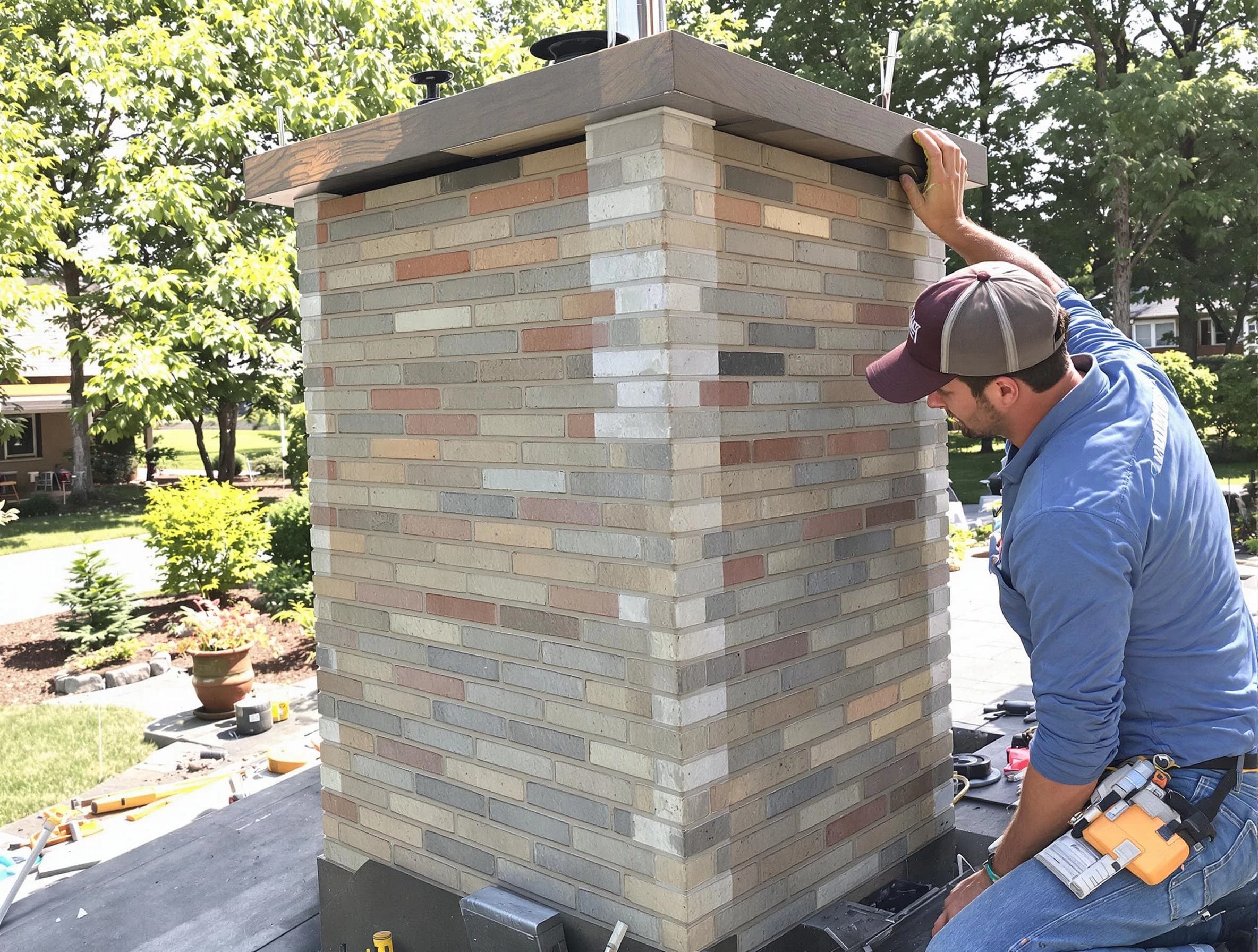 Mount Pleasant Chimney Sweep completing a modern chimney remodel in Mount Pleasant, TN