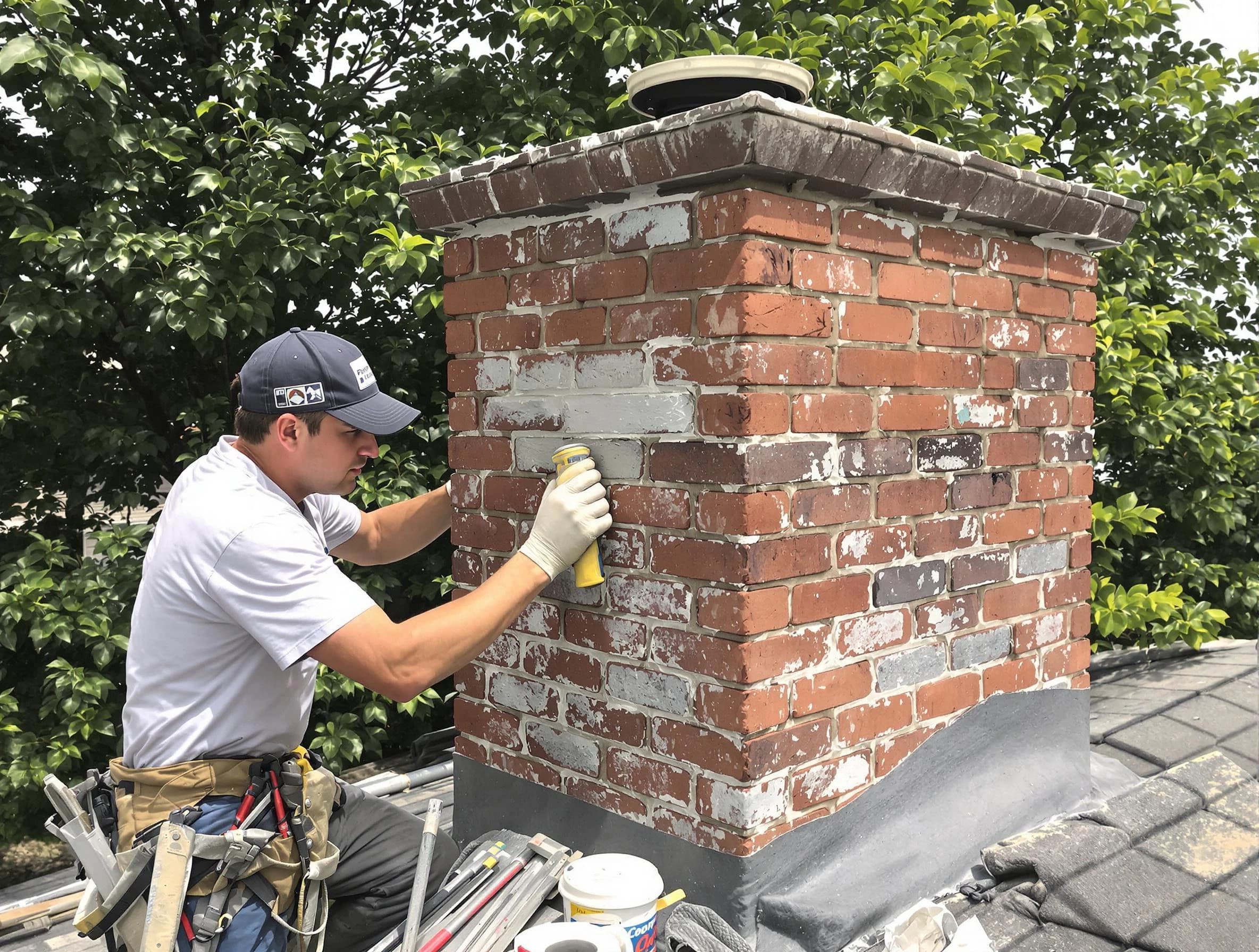 Mount Pleasant Chimney Sweep restoring an aging chimney in Mount Pleasant, TN