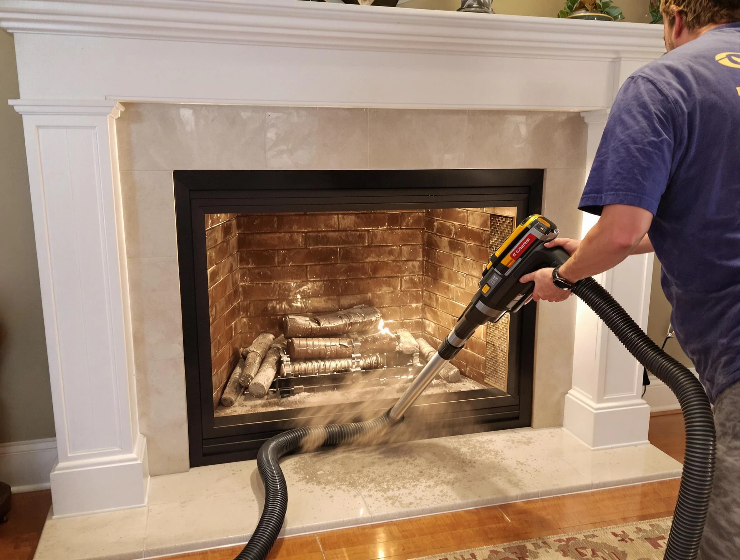 Fireplace cleaning performed by Mount Pleasant Chimney Sweep in Mount Pleasant, TN