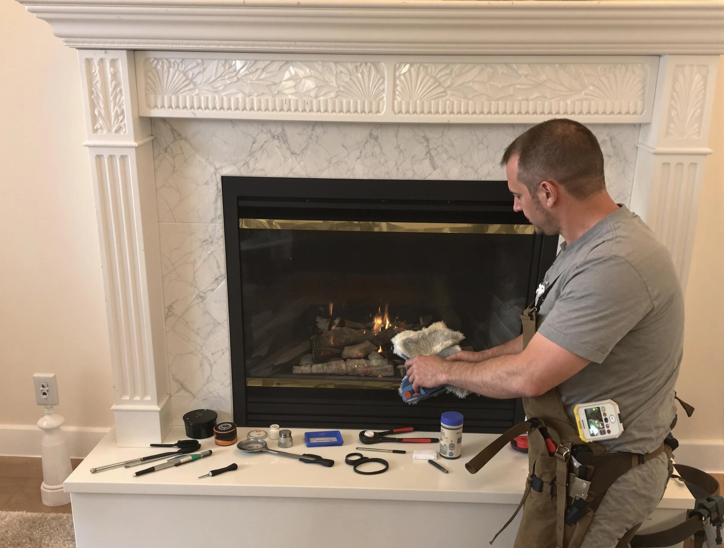 Mount Pleasant Chimney Sweep performing fireplace maintenance in Mount Pleasant, TN