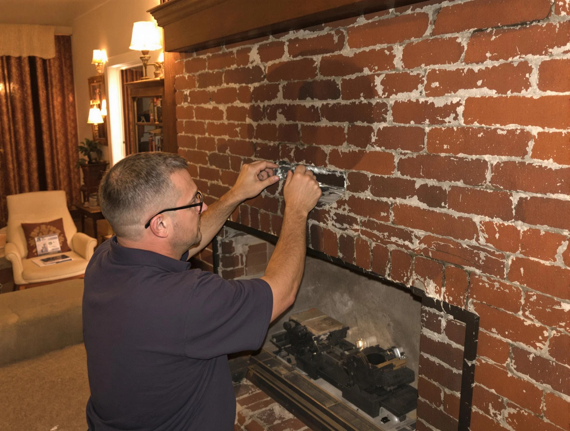 Mount Pleasant Chimney Sweep expert fixing a fireplace in Mount Pleasant, TN