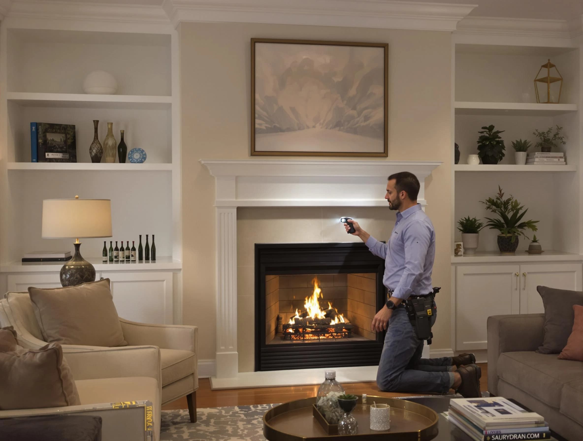 Mount Pleasant Chimney Sweep conducting a fireplace safety inspection in Mount Pleasant, TN