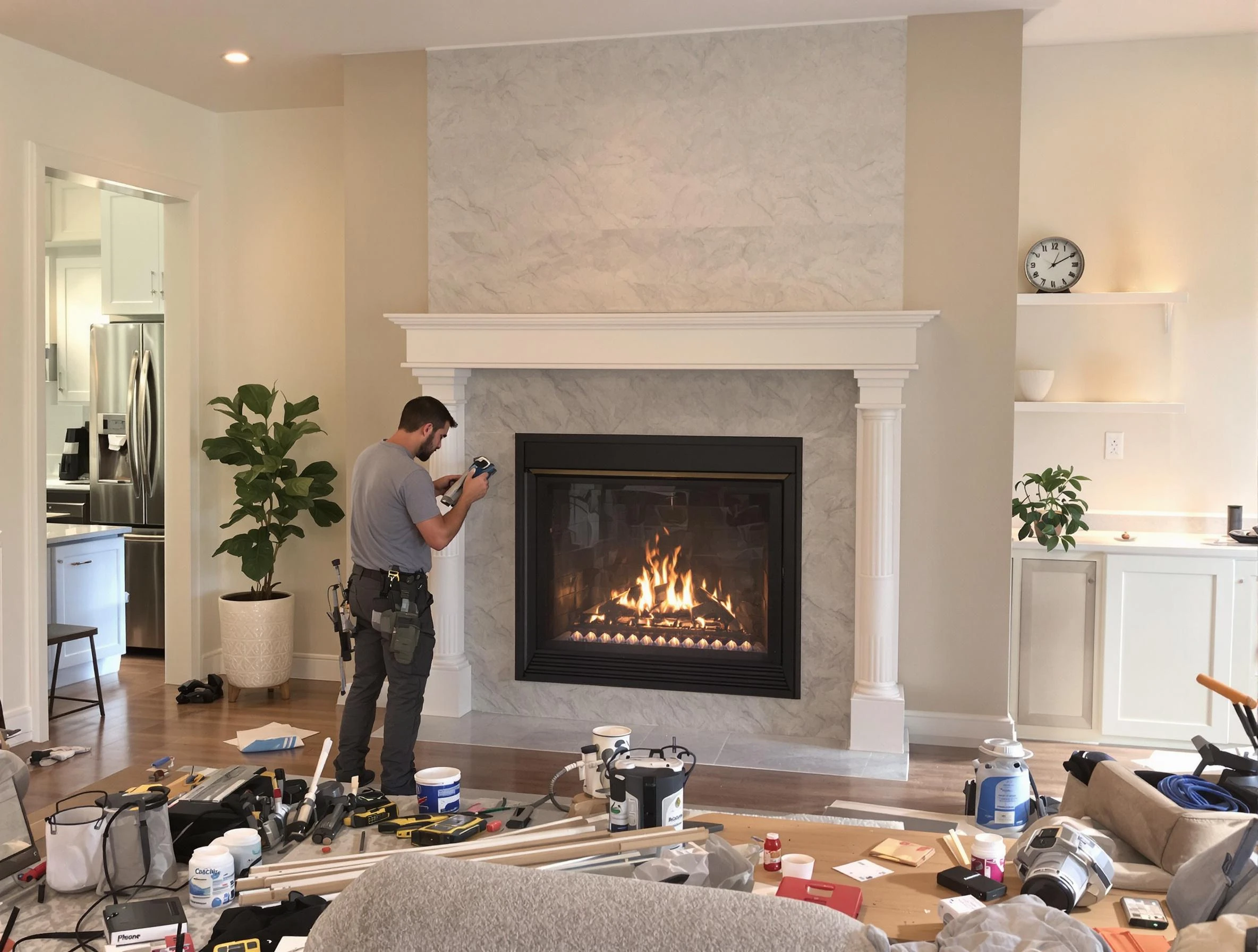 Newly installed fireplace by Mount Pleasant Chimney Sweep in Mount Pleasant, TN